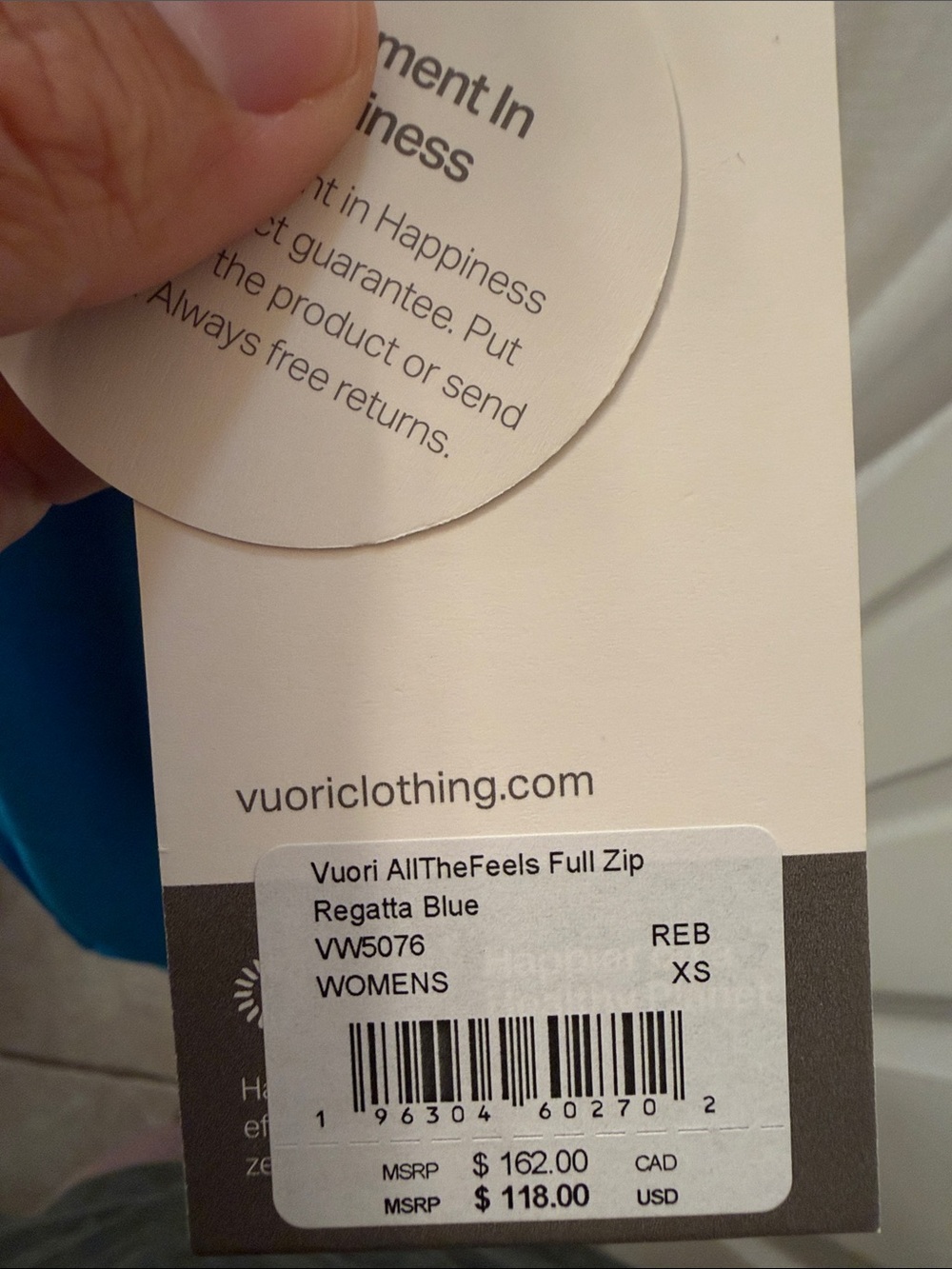Vuori Regatta Blue AllTheFeels™ Full Zip Jacket - Picture 5 of 5